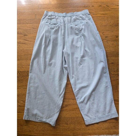 Free People Light Blue Pleated Wide Leg Pants Stretchy Waist Size 14 - Picture 2 of 6